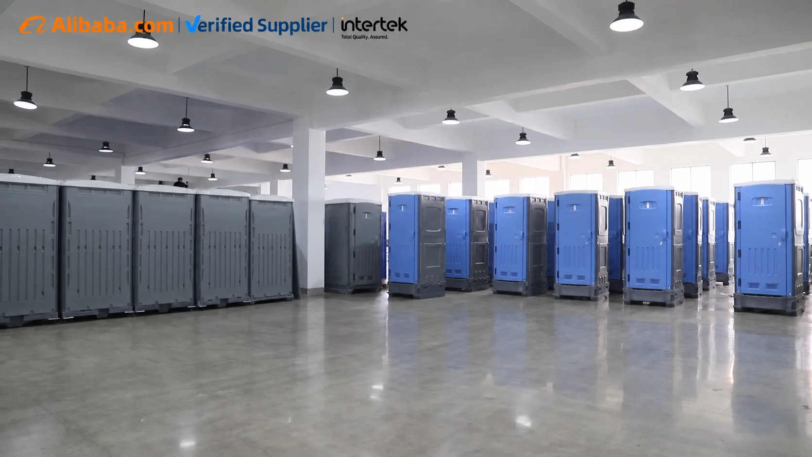 Finished Sunrise portable toilet units ready for buyer inspection